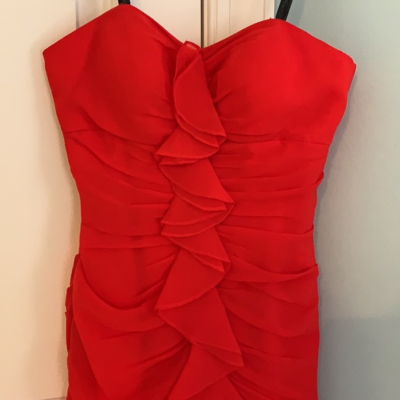 Burnt Orange Strapless Ruffled Maxi Gown Dress. New with tags . Head Turner ❤️ - Picture 4 of 6